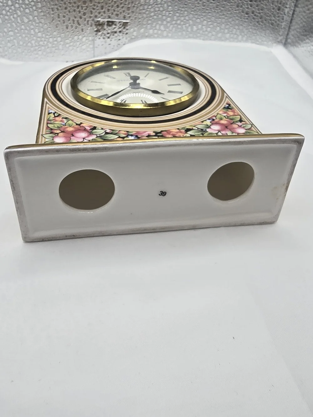 Wedgwood Clio Bone China Quartz Mantel Clock Made in England Vintage Floral